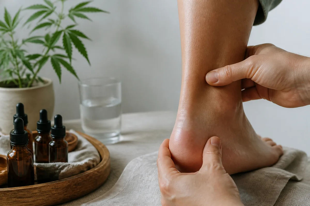 Vue rapprochée d&rsquo;un tendon d&rsquo;Achille examiné en consultation